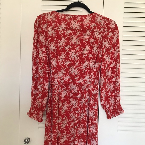 American Eagle Outfitters Red, Floral, Wrap Dress - Picture 2 of 7